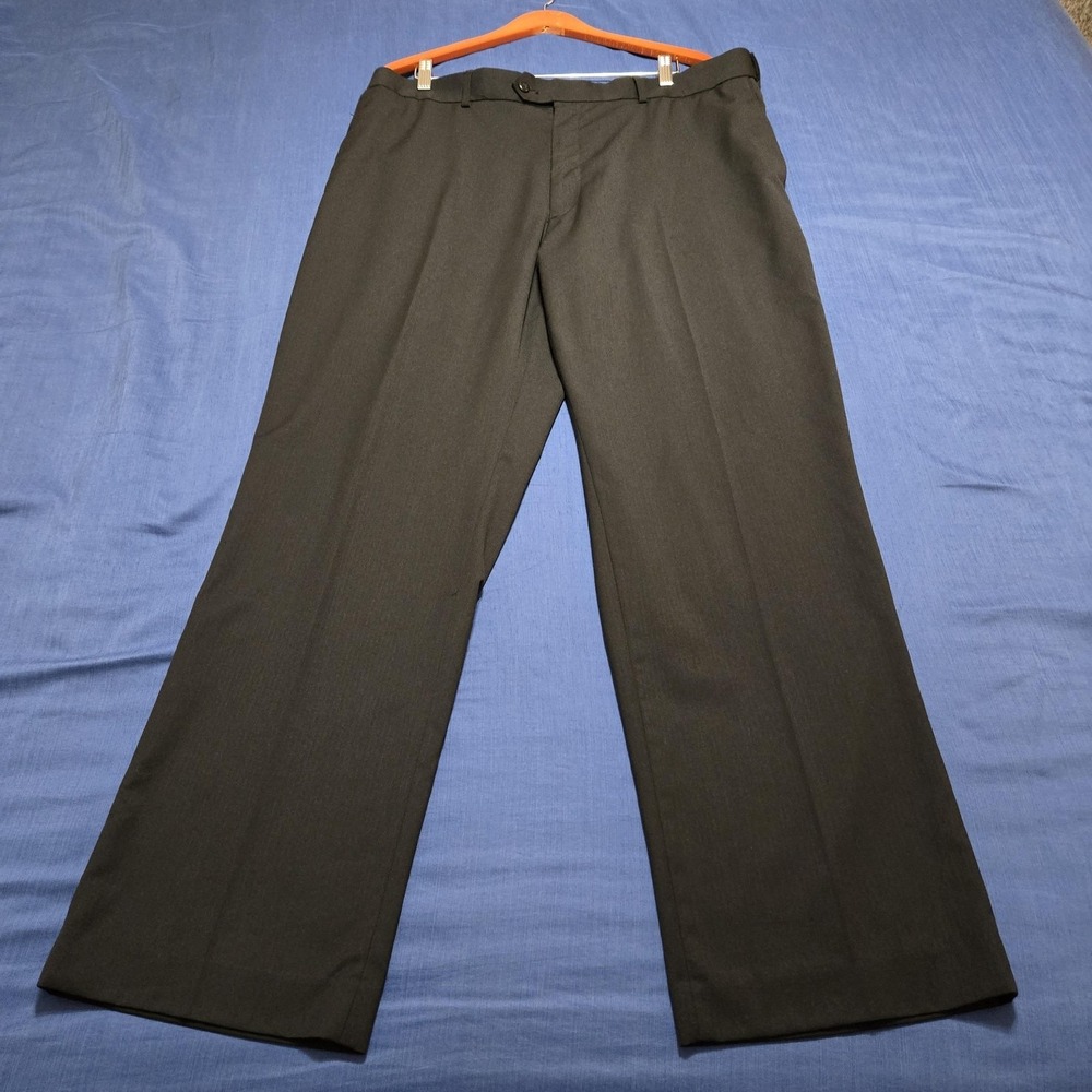 Stafford‎ Dress Pants Mens 40x32 Black Travel Classic Fit Flat Front Straight